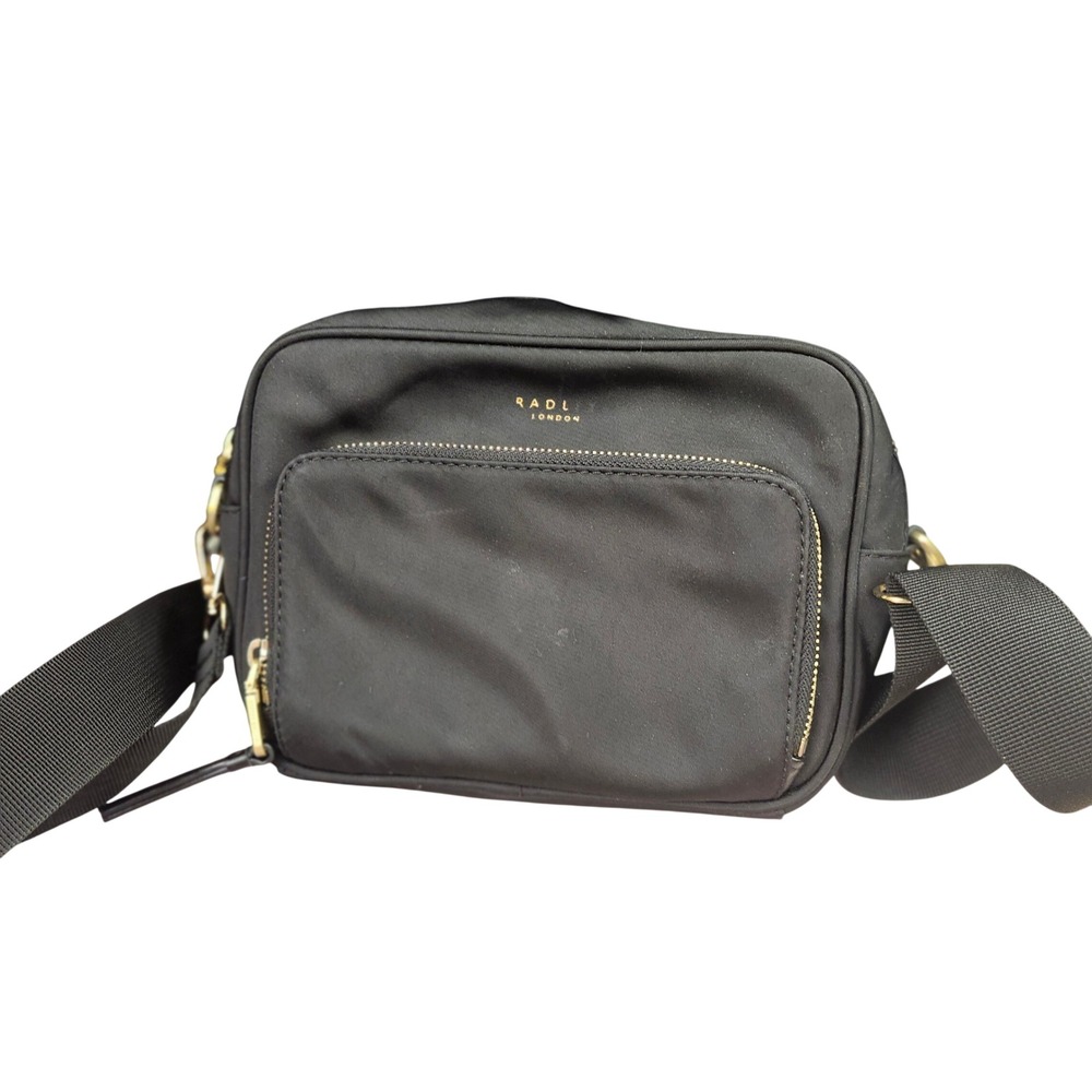 Radley London Responsible Black Recycled Nylon Crossbody Camera Bag Gold-Tone